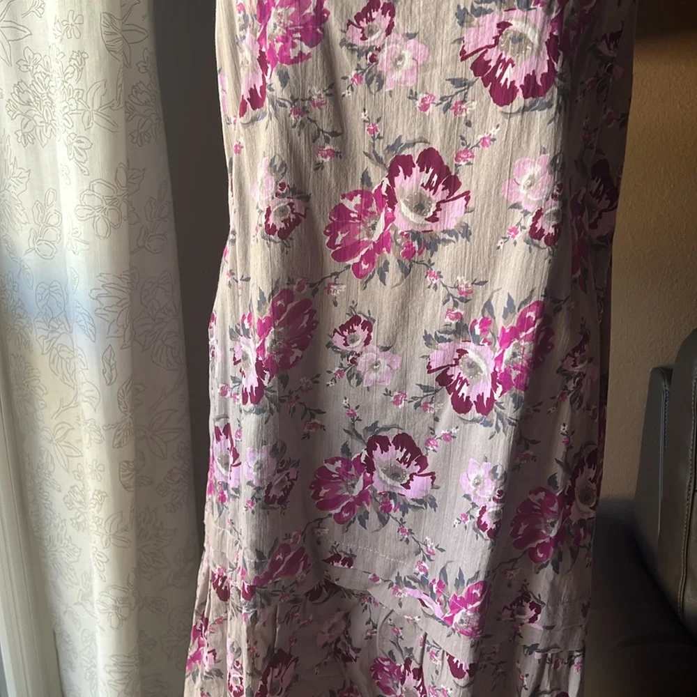 Old Navy Gray Summer Floral Pink Maroon Dress Size Medium - Picture 3 of 12
